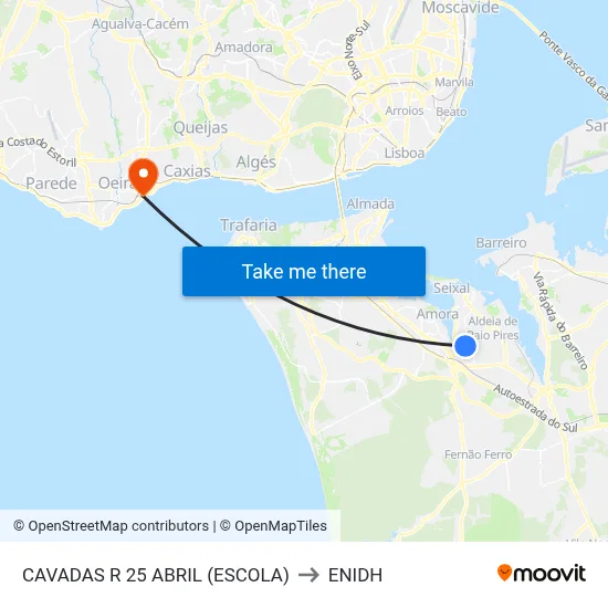 CAVADAS R 25 ABRIL (ESCOLA) to ENIDH map
