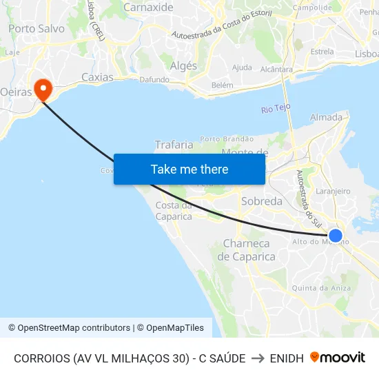 CORROIOS (AV VL MILHAÇOS 30) - C SAÚDE to ENIDH map