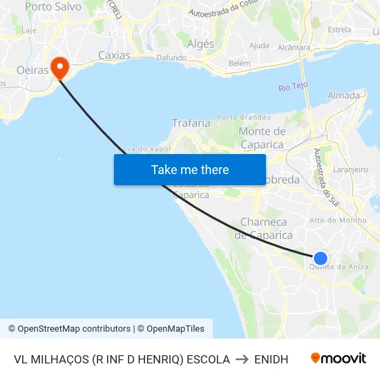 VL MILHAÇOS (R INF D HENRIQ) ESCOLA to ENIDH map