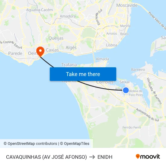 CAVAQUINHAS (AV JOSÉ AFONSO) to ENIDH map