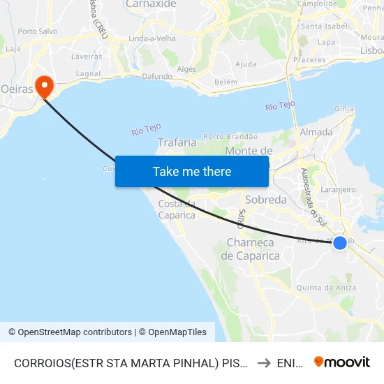 CORROIOS(ESTR STA MARTA PINHAL) PISCINAS to ENIDH map