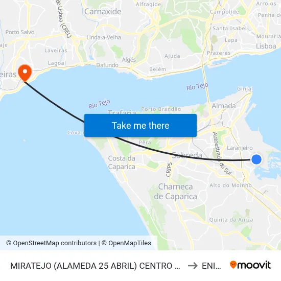 MIRATEJO (ALAMEDA 25 ABRIL) CENTRO COM to ENIDH map