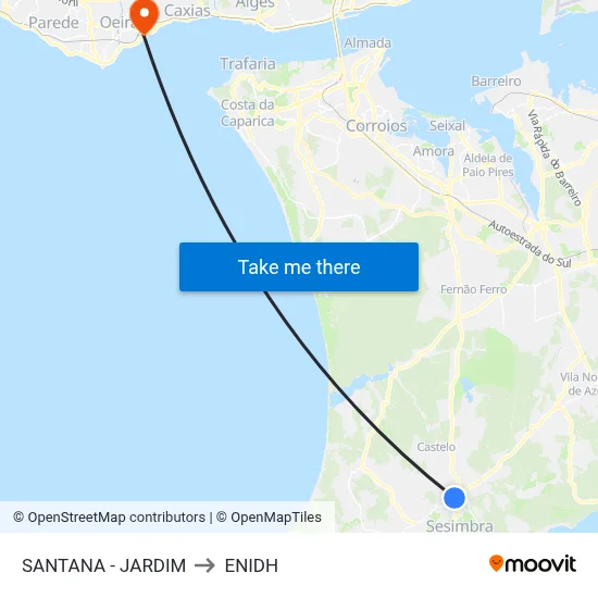 SANTANA - JARDIM to ENIDH map
