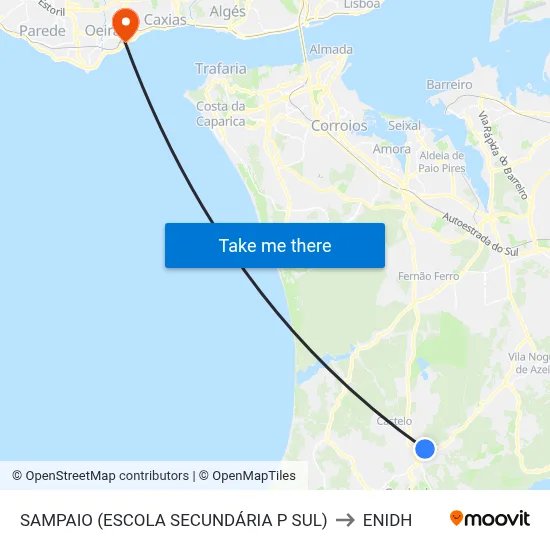SAMPAIO (ESCOLA SECUNDÁRIA P SUL) to ENIDH map