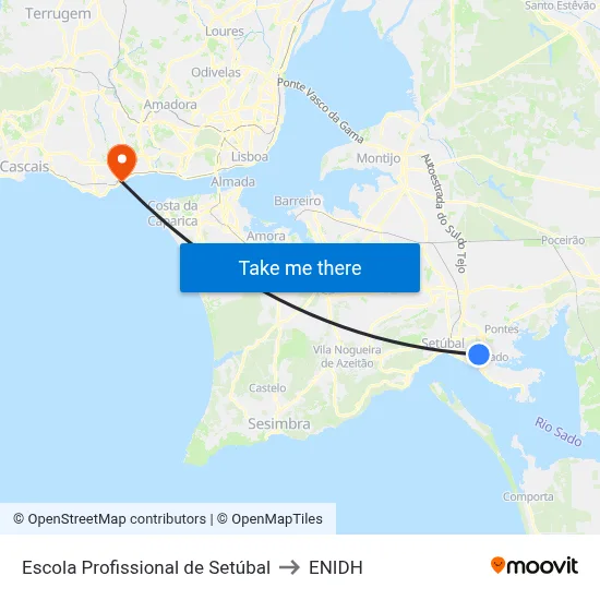 Escola Profissional de Setúbal to ENIDH map