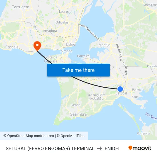 SETÚBAL (FERRO ENGOMAR) TERMINAL to ENIDH map