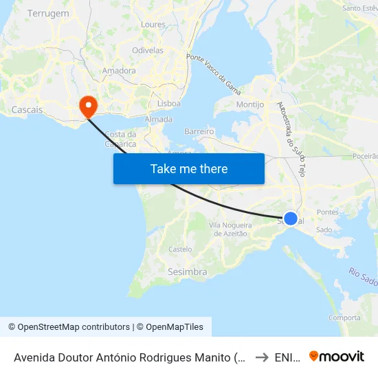 Avenida Doutor António Rodrigues Manito (Farmácia) to ENIDH map