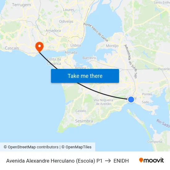 Avenida Alexandre Herculano (Escola) P1 to ENIDH map
