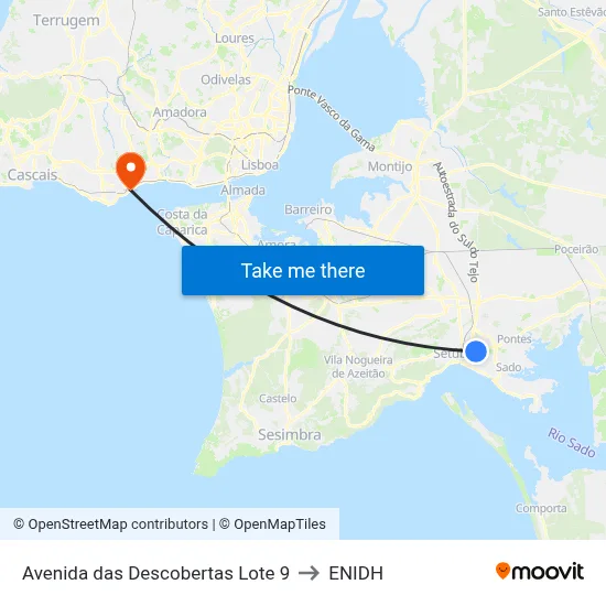 Avenida das Descobertas Lote 9 to ENIDH map