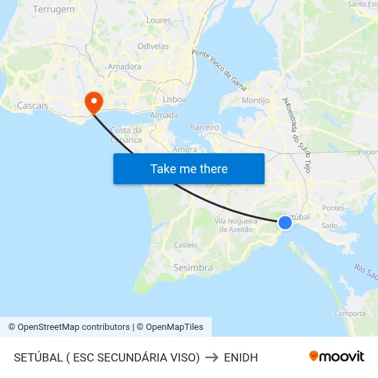 SETÚBAL ( ESC SECUNDÁRIA VISO) to ENIDH map
