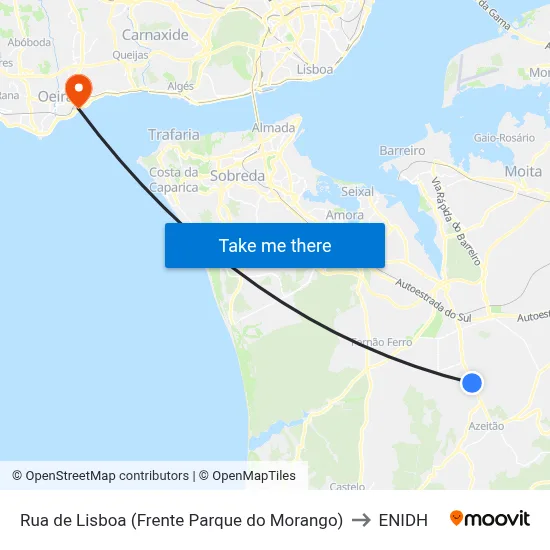 Rua de Lisboa (Frente Parque do Morango) to ENIDH map