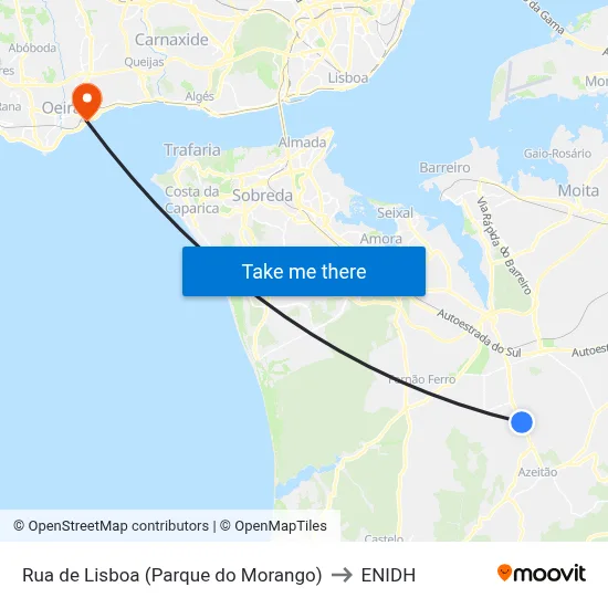 Rua de Lisboa (Parque do Morango) to ENIDH map