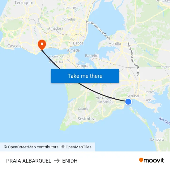 PRAIA ALBARQUEL to ENIDH map
