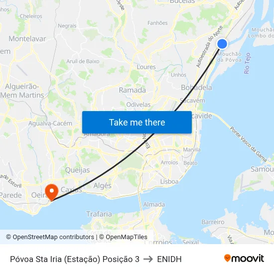 Póvoa Sta Iria (Estação) Posição 3 to ENIDH map