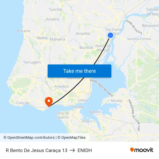 R Bento De Jesus Caraça 13 to ENIDH map