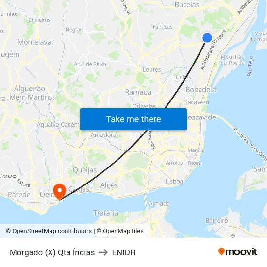 Morgado (X) Qta Índias to ENIDH map
