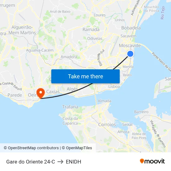Gare do Oriente 24-C to ENIDH map
