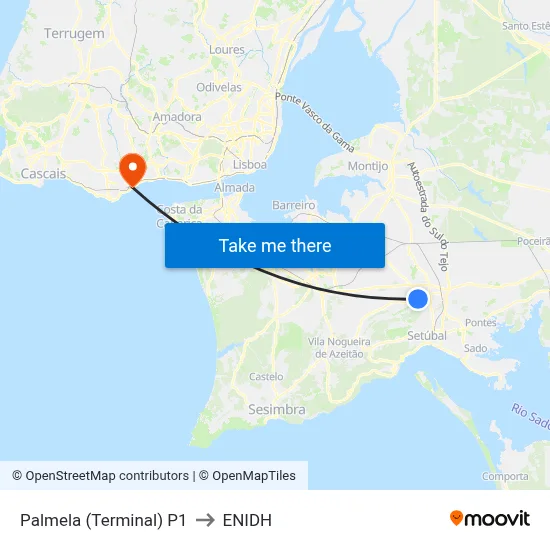 Palmela (Terminal) P1 to ENIDH map
