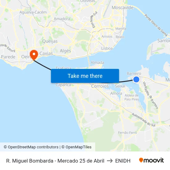 R. Miguel Bombarda - Mercado 25 de Abril to ENIDH map