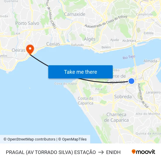 PRAGAL (AV TORRADO SILVA) ESTAÇÃO to ENIDH map