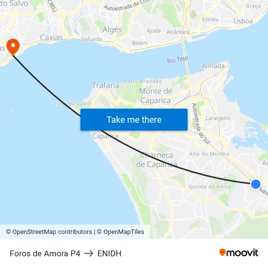 Foros de Amora P4 to ENIDH map