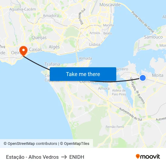 Estação - Alhos Vedros to ENIDH map