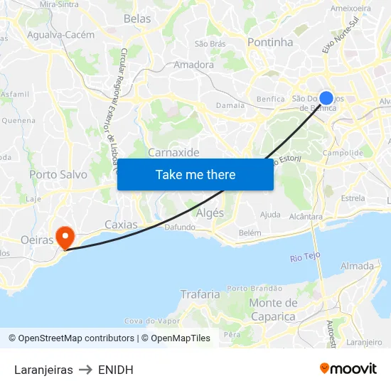 Laranjeiras to ENIDH map