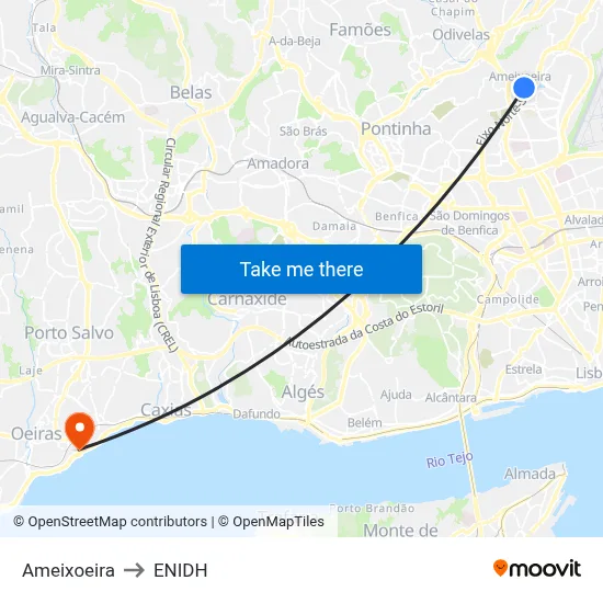 Ameixoeira to ENIDH map