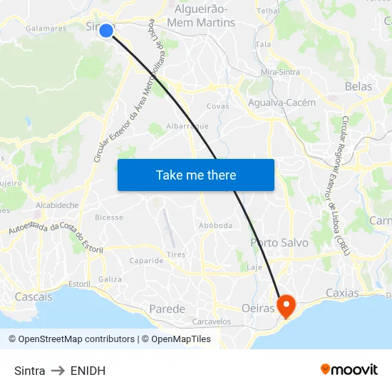 Sintra to ENIDH map