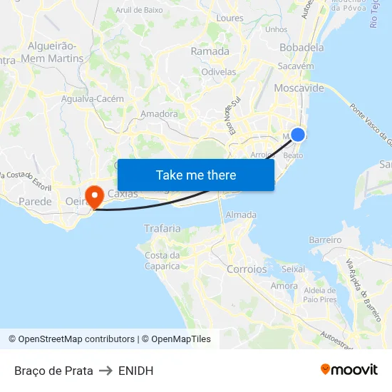 Braço de Prata to ENIDH map