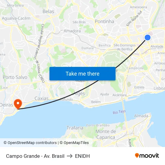 Campo Grande - Av. Brasil to ENIDH map