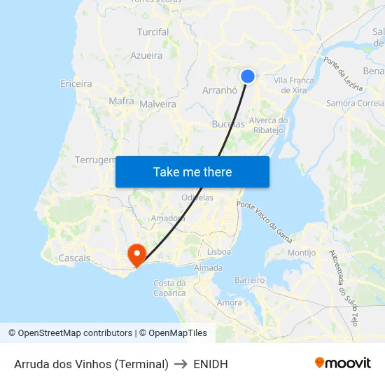 Arruda dos Vinhos (Terminal) to ENIDH map