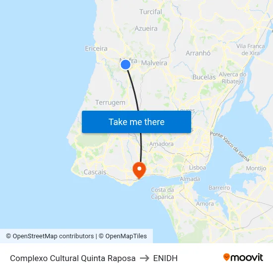Complexo Cultural Quinta Raposa to ENIDH map
