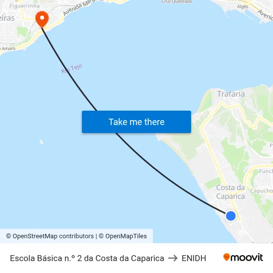 Escola Básica n.º 2 da Costa da Caparica to ENIDH map