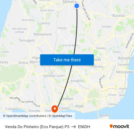 Venda Do Pinheiro (Eco Parque) P3 to ENIDH map