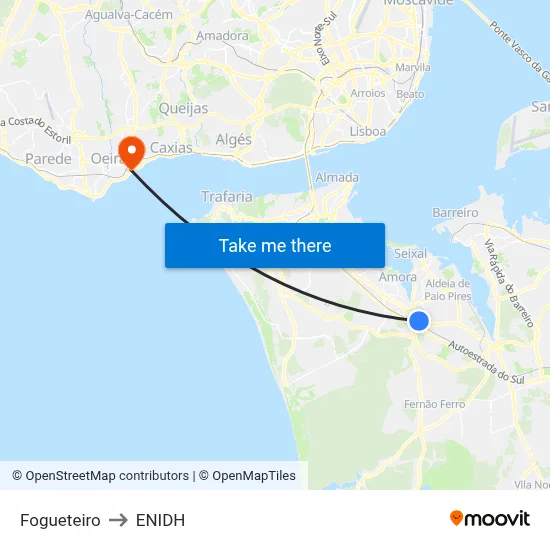 Fogueteiro to ENIDH map