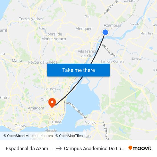 Espadanal da Azambuja to Campus Académico Do Lumiar map