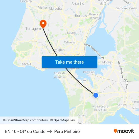 EN 10 - Qtª do Conde to Pero Pinheiro map