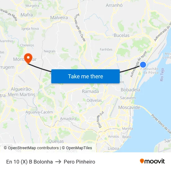 En 10 (X) B Bolonha to Pero Pinheiro map