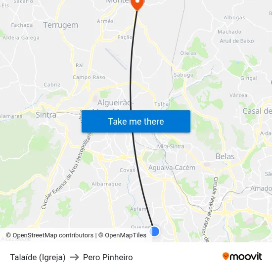 Talaíde (Igreja) to Pero Pinheiro map
