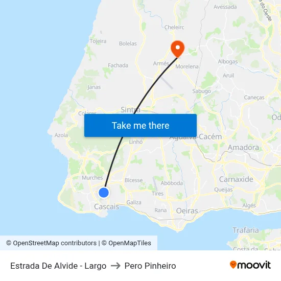 Estrada De Alvide - Largo to Pero Pinheiro map