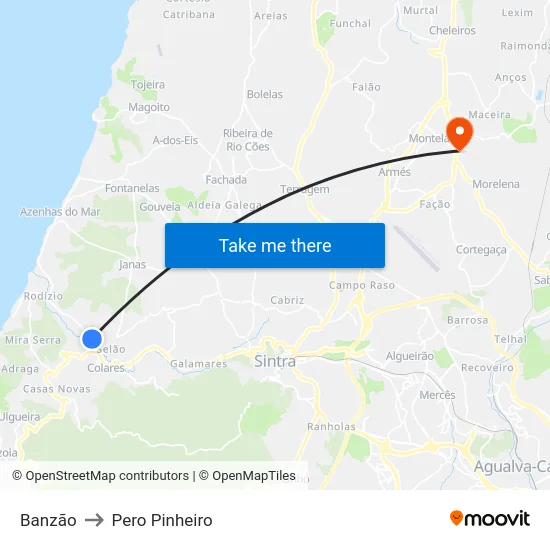 Banzão to Pero Pinheiro map