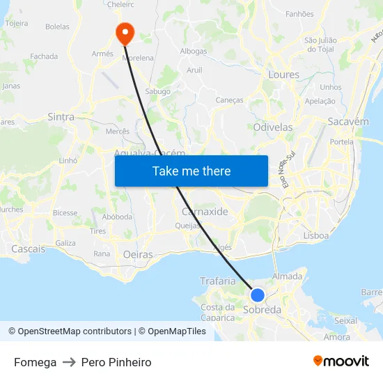 Fomega to Pero Pinheiro map