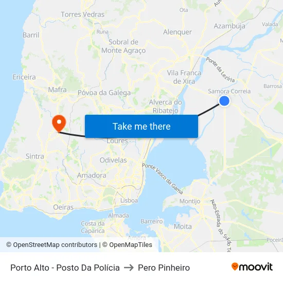 Porto Alto - Posto Da Polícia to Pero Pinheiro map