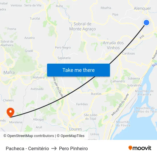 Pacheca - Cemitério to Pero Pinheiro map