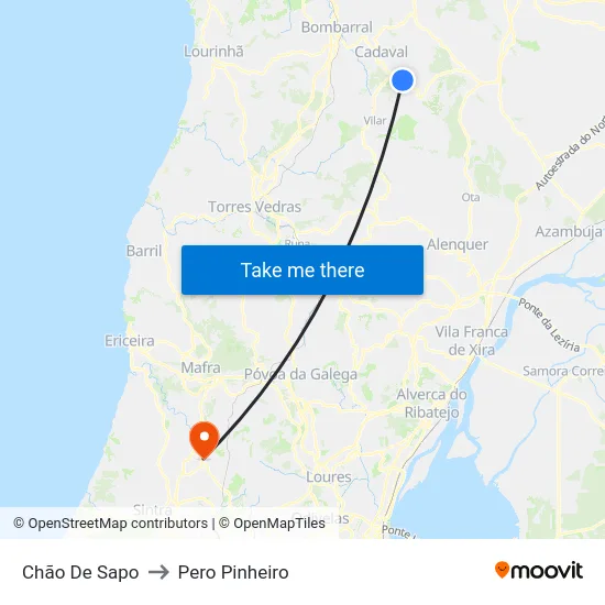 Chão De Sapo to Pero Pinheiro map