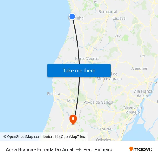 Areia Branca - Estrada Do Areal to Pero Pinheiro map