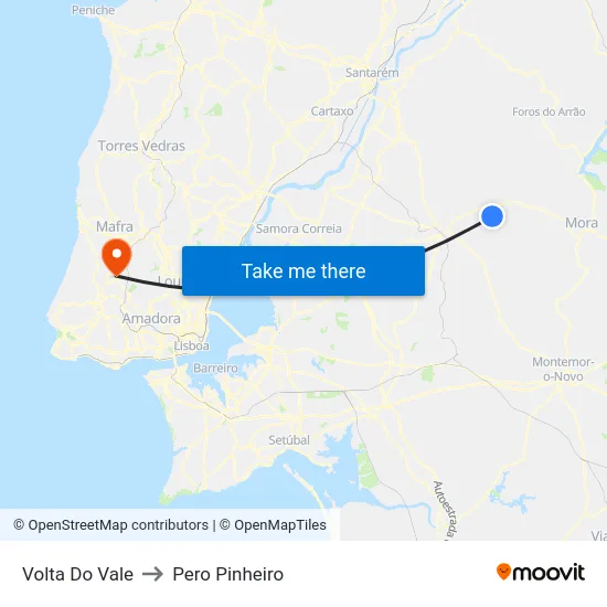 Volta Do Vale to Pero Pinheiro map