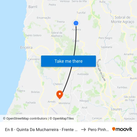 En 8 - Quinta Da Mucharreira - Frente Ao Nº 1 to Pero Pinheiro map