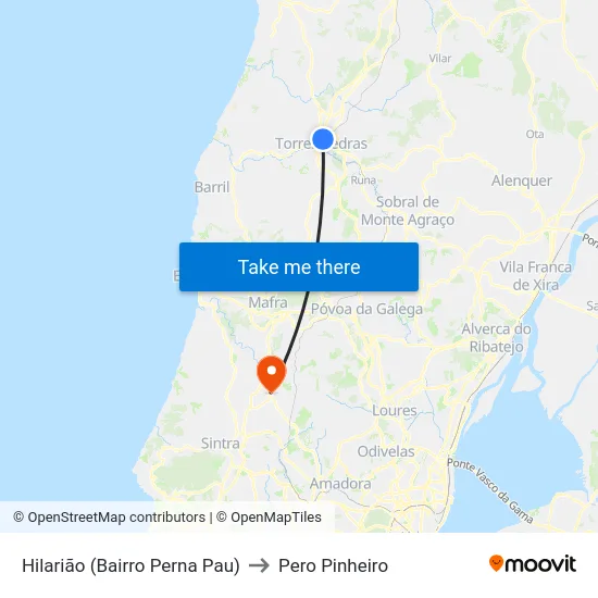 Hilarião (Bairro Perna Pau) to Pero Pinheiro map